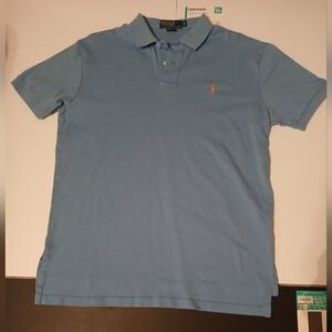 Polo by Ralph Lauren Men's Blue Polo Shirt Orange Pony